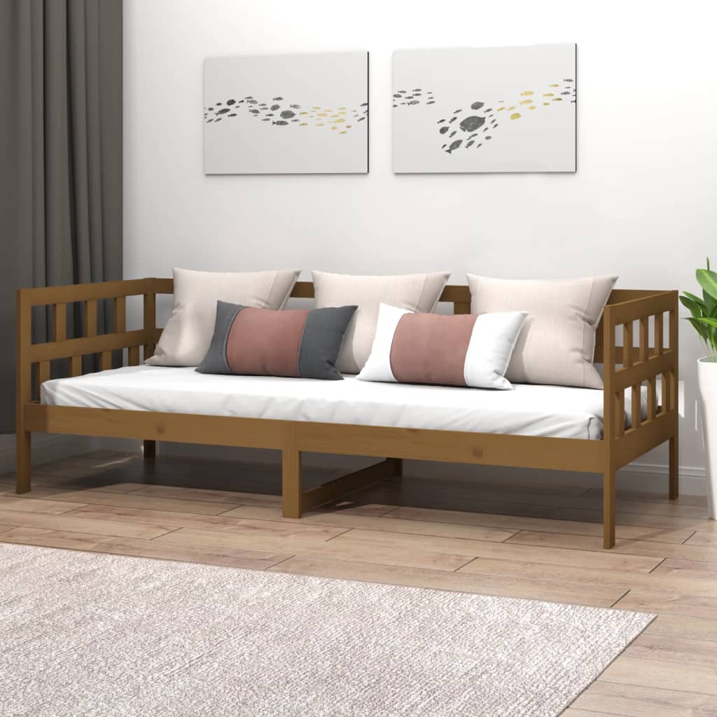 Daybed honey brown solid pine wood 90x190 cm