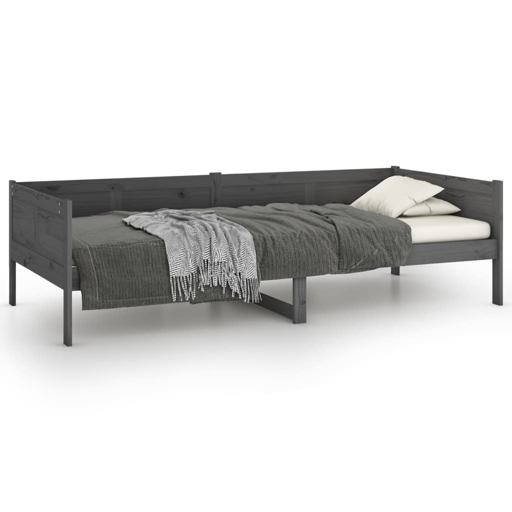 Daybed gray solid pine wood 90x200 cm
