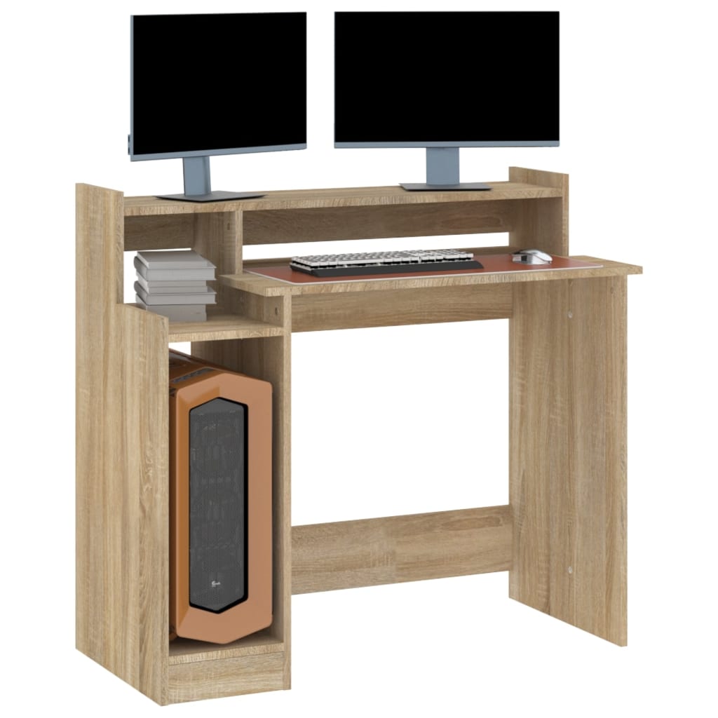 Schreibtisch mit LEDs Sonoma-Eiche 97x45x90 cm Holzwerkstoff