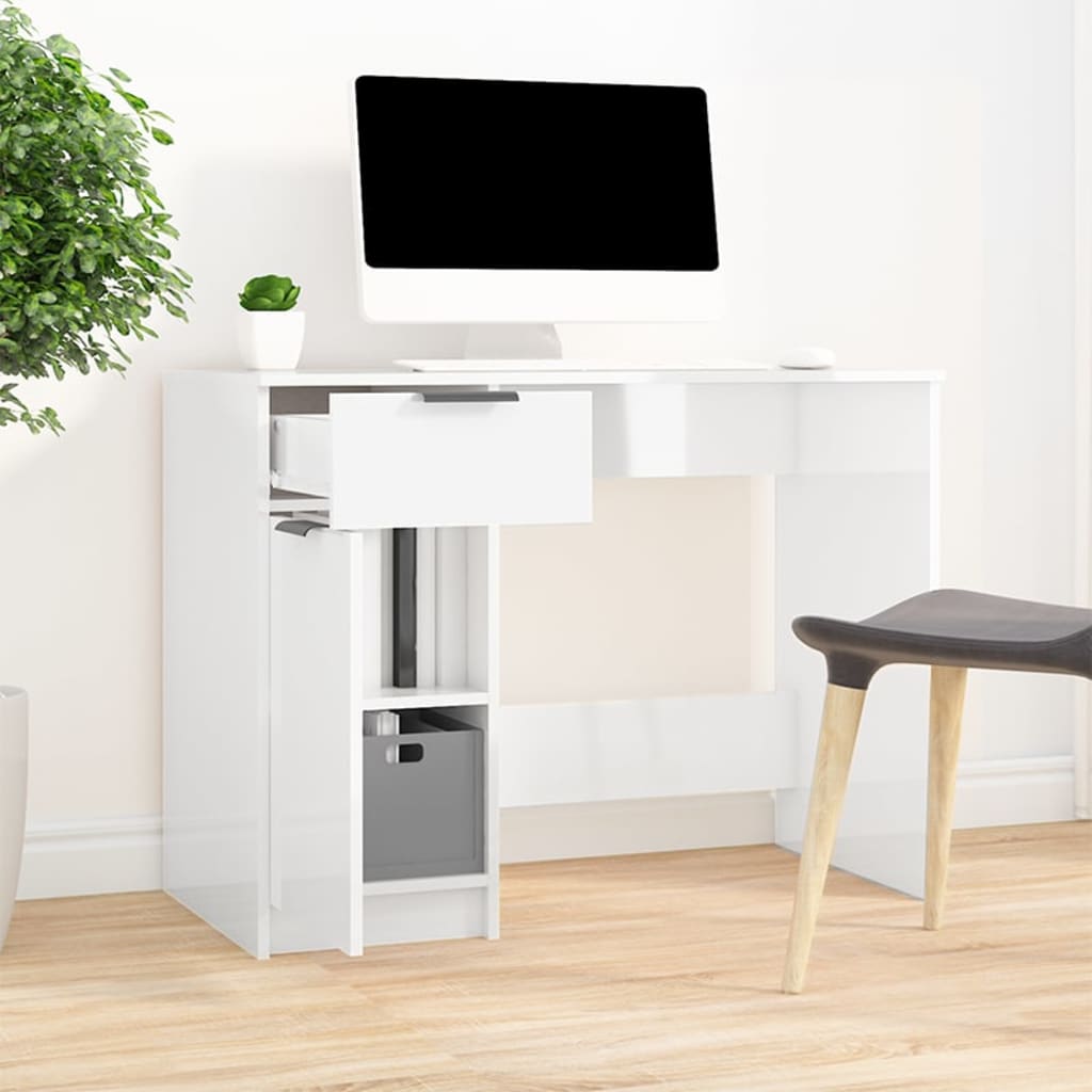 Schreibtisch Hochglanz-Weiß 100x50x75 cm Holzwerkstoff