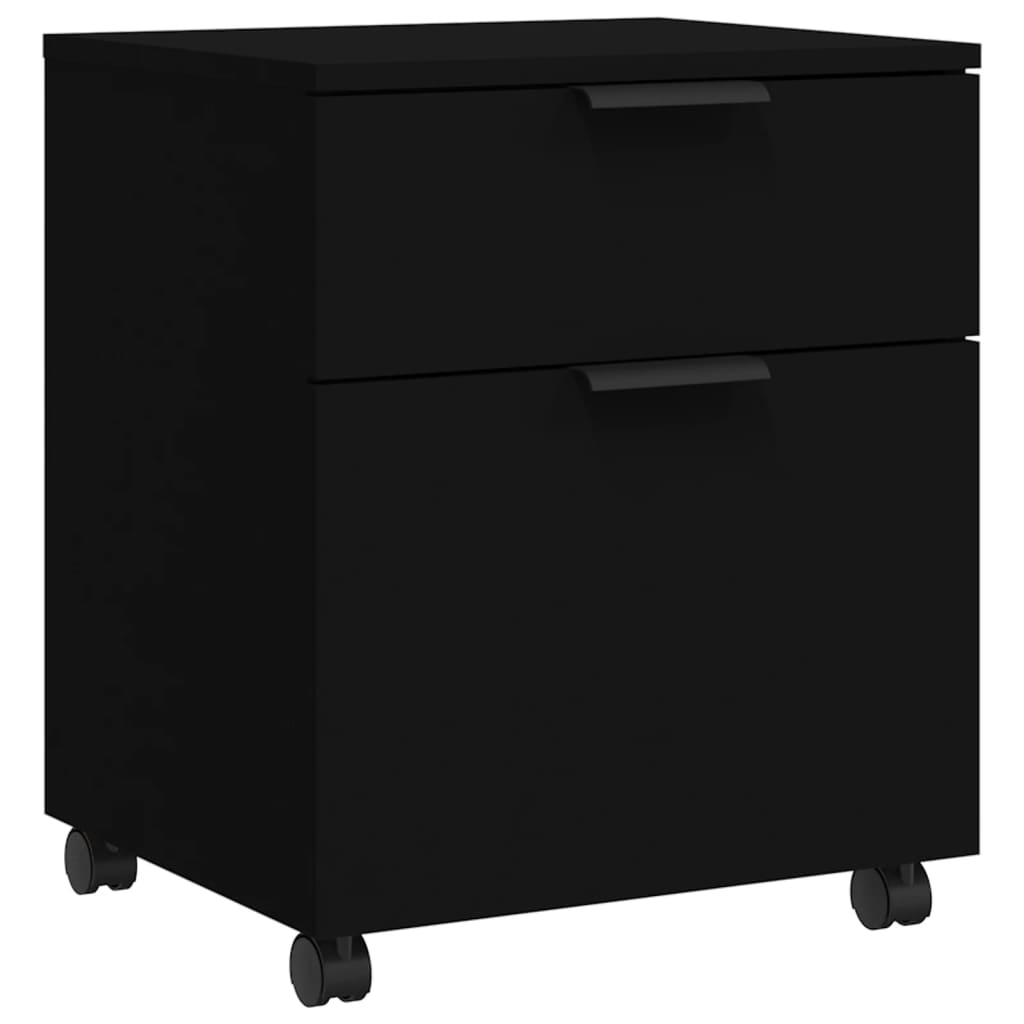 Mobile filing cabinet with wheels black 45x38x54 cm