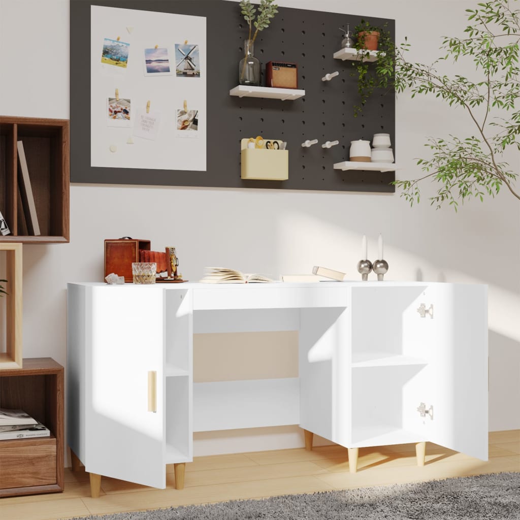 Desk white 140x50x75 cm made of wood