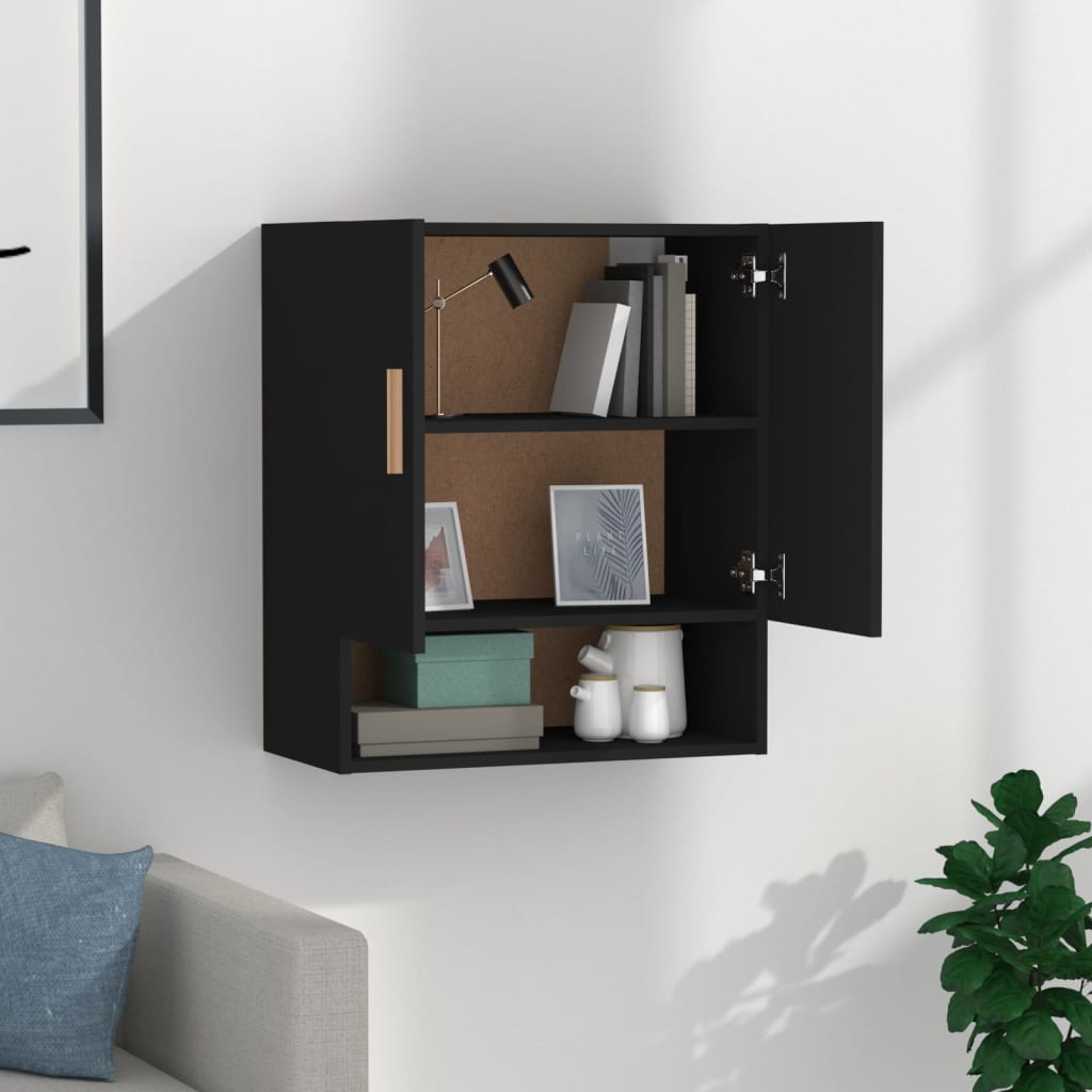 Wall cabinet black 60x31x70 cm made of wood