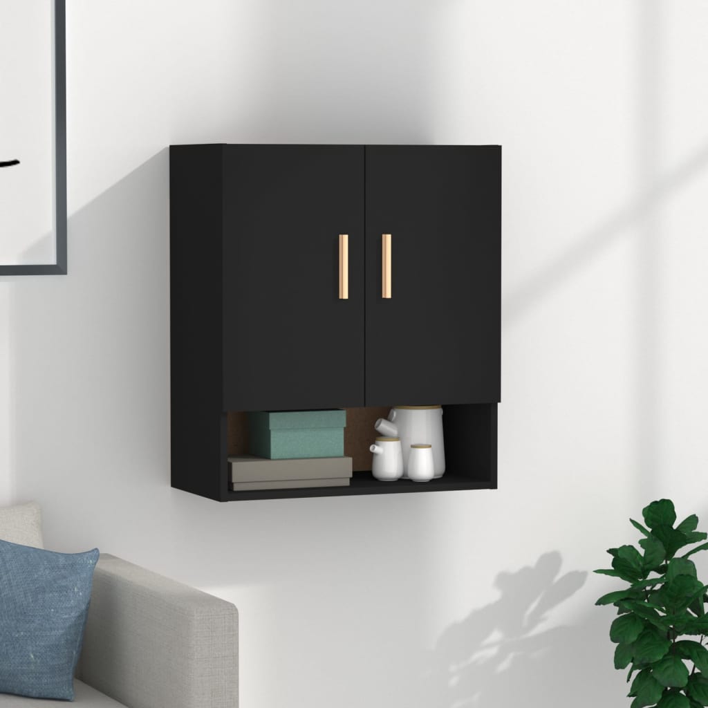 Wall cabinet black 60x31x70 cm made of wood