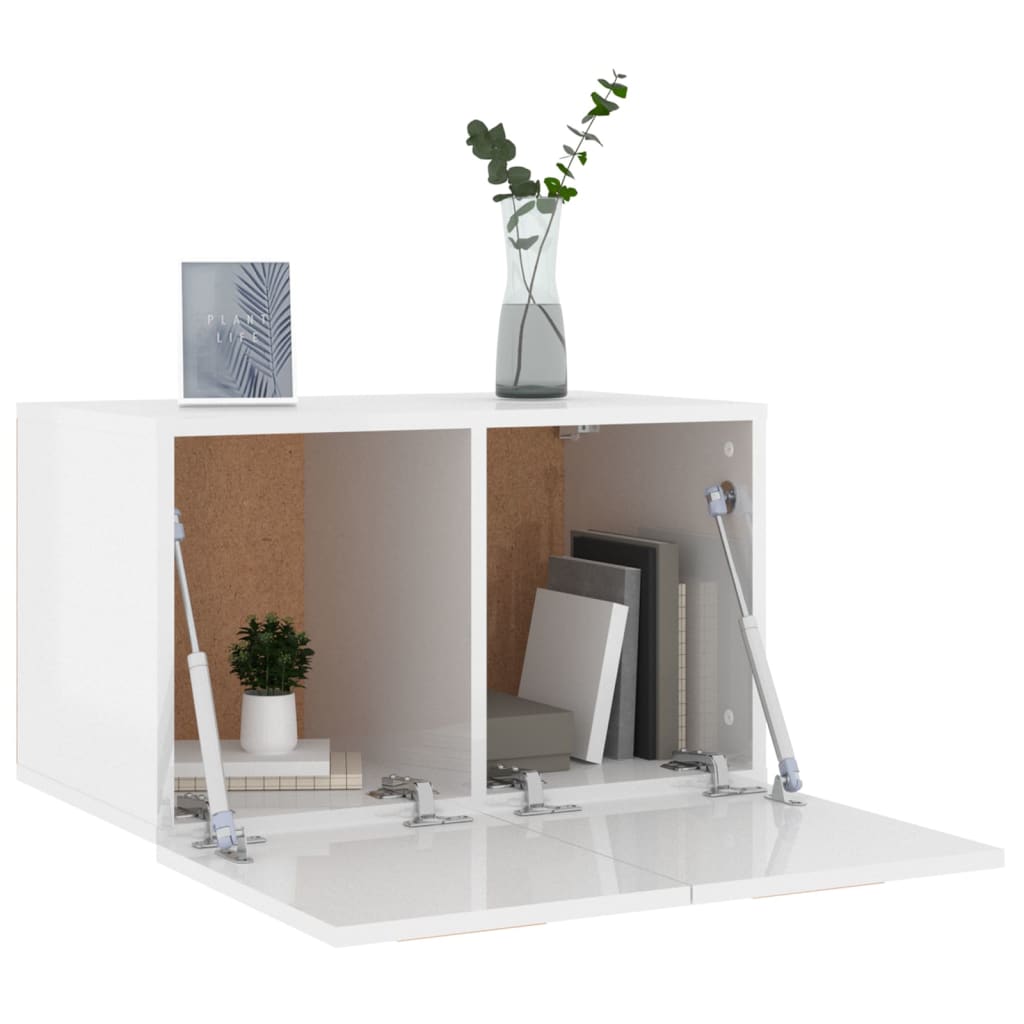 Wall cabinet high-gloss white 60x36.5x35 cm made of wood