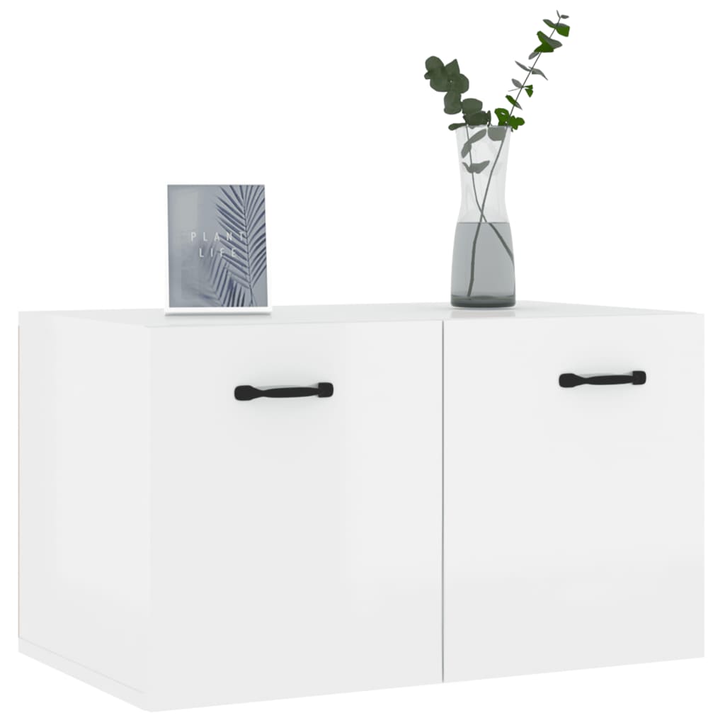 Wall cabinet high-gloss white 80x35x36.5 cm made of wood