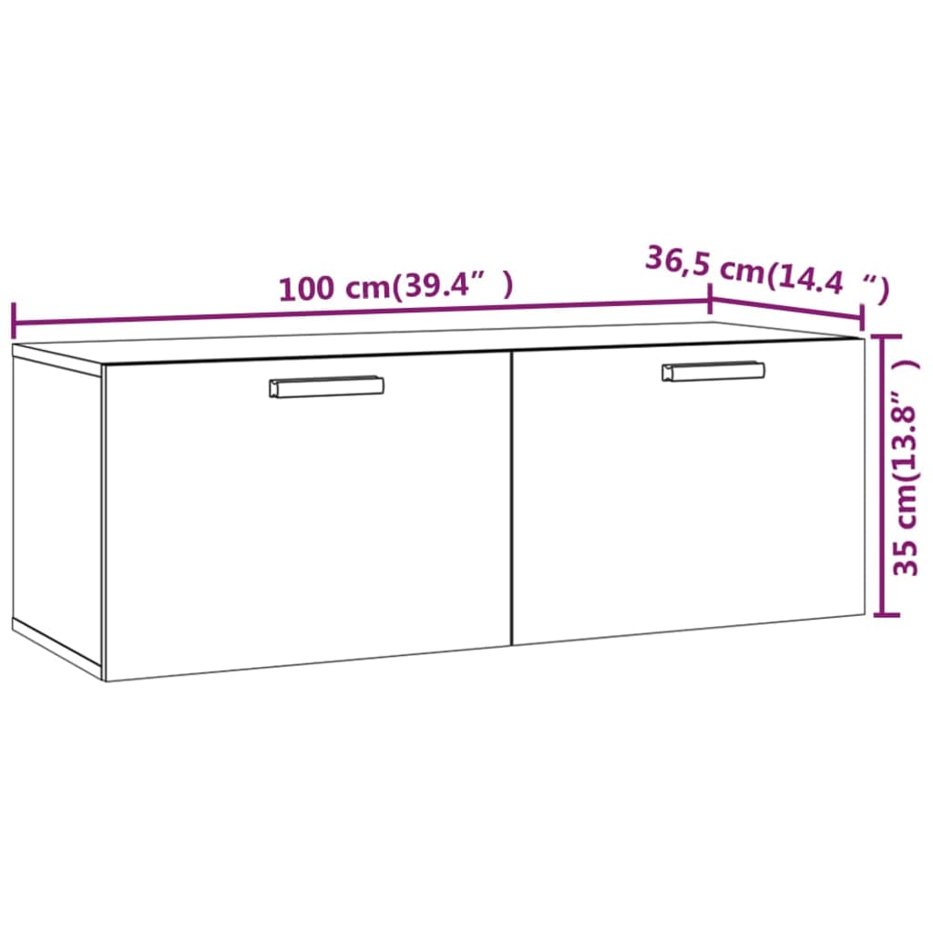 Wandschrank Weiß 100x36,5x35 cm Holzwerkstoff