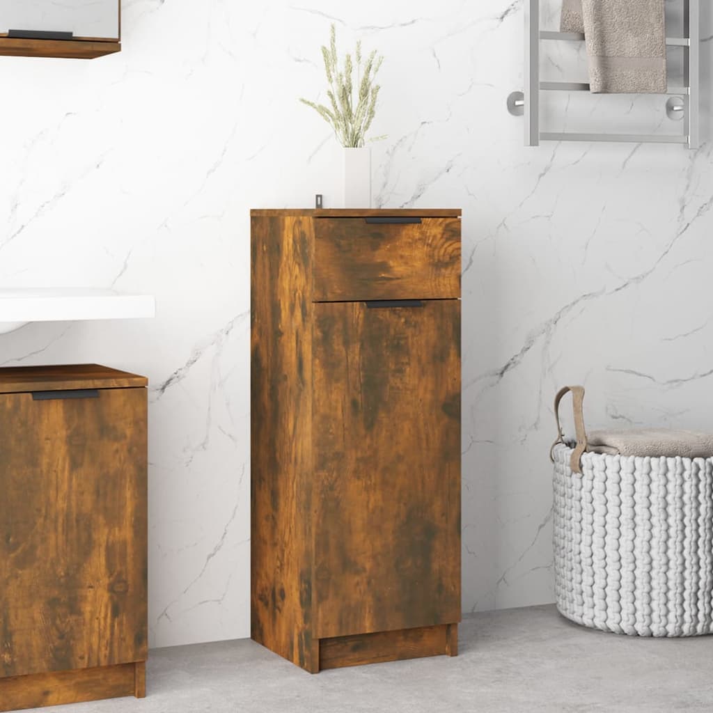 Bathroom cabinet smoked oak 32x34x90 cm made of wood