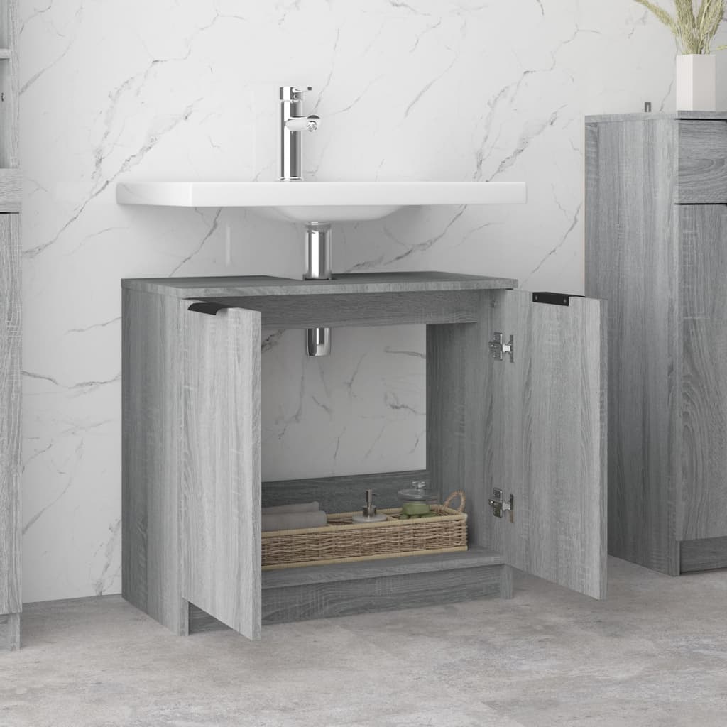 Bathroom cabinet gray Sonoma 64.5x33.5x59 cm made of wood