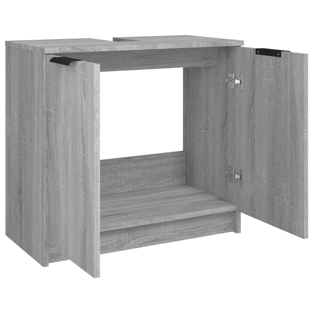 Badezimmerschrank Grau Sonoma 64,5x33,5x59 cm Holzwerkstoff