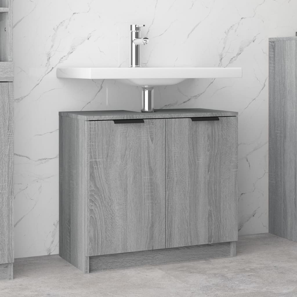 Bathroom cabinet gray Sonoma 64.5x33.5x59 cm made of wood