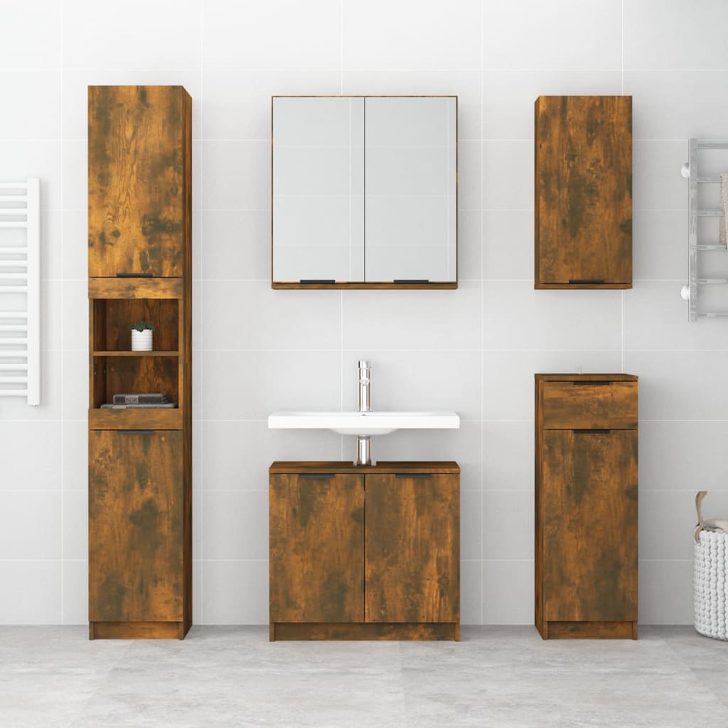 Bathroom cabinet smoked oak 32x34x188.5 cm made of wood