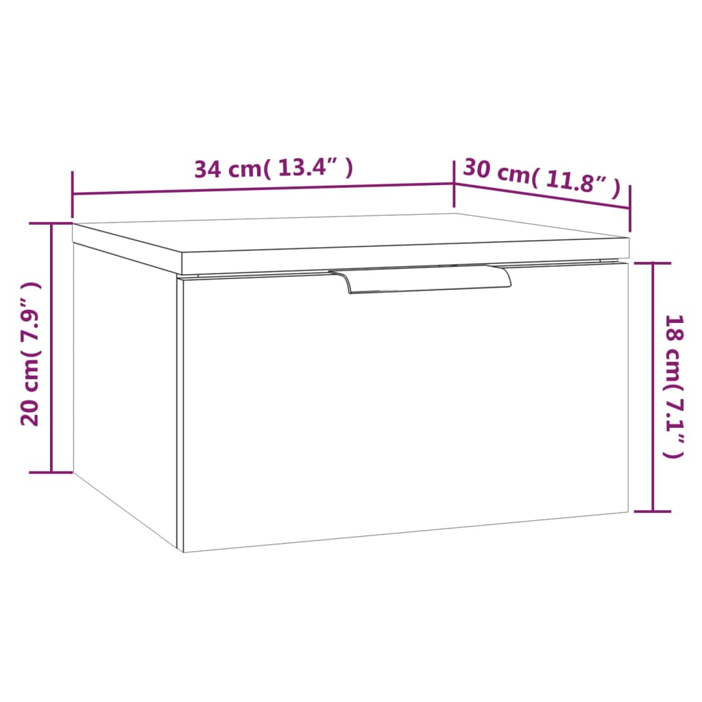 Wand-Nachttisch Braun Eiche 34x30x20 cm