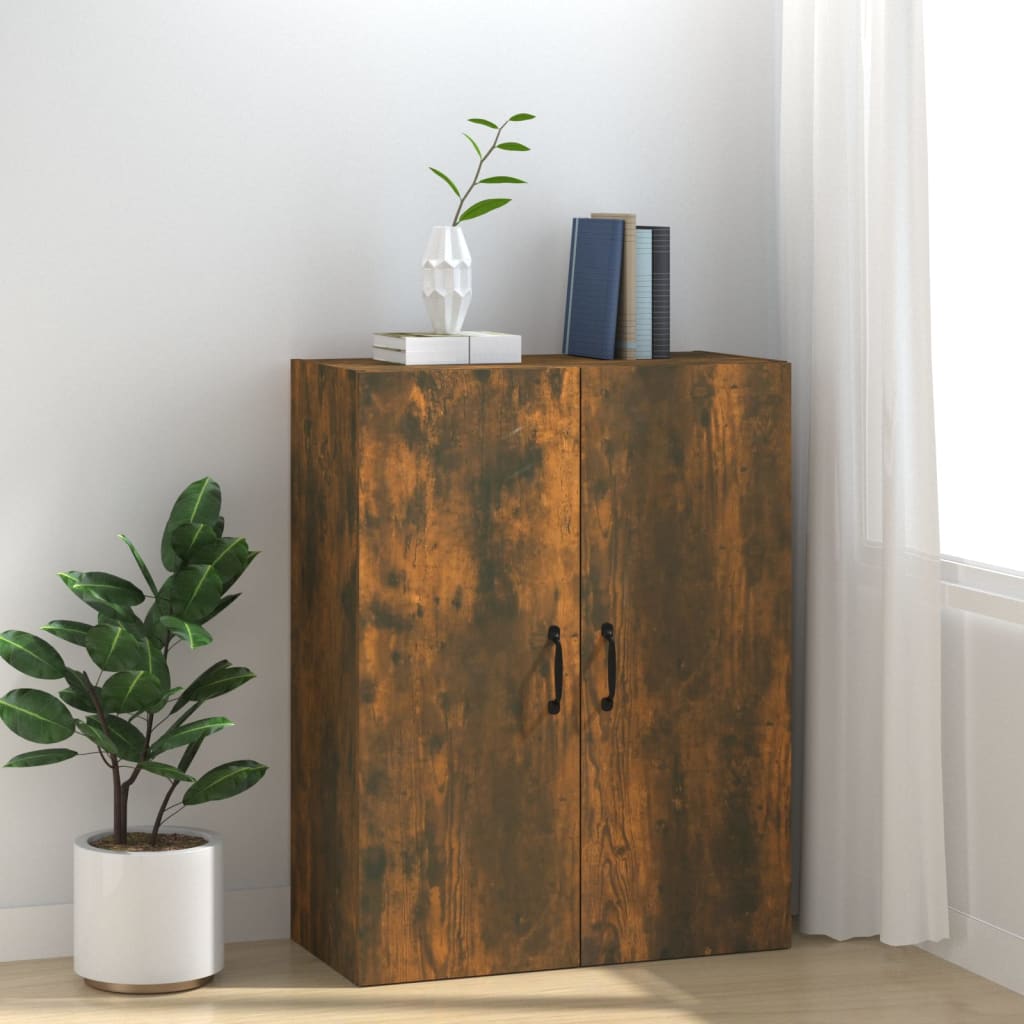 Hanging cabinet smoked oak 69.5x34x90 cm made of wood material