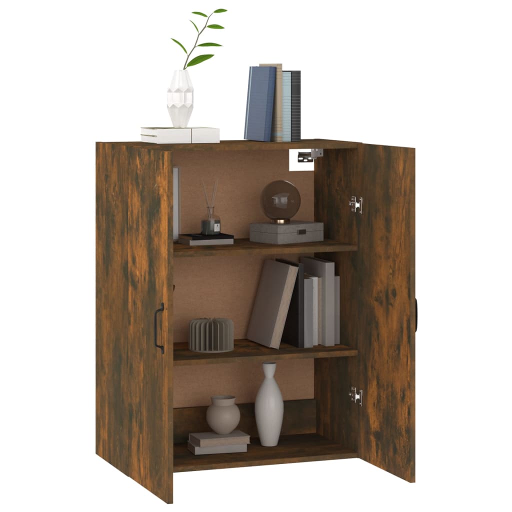 Hanging cabinet smoked oak 69.5x34x90 cm made of wood material