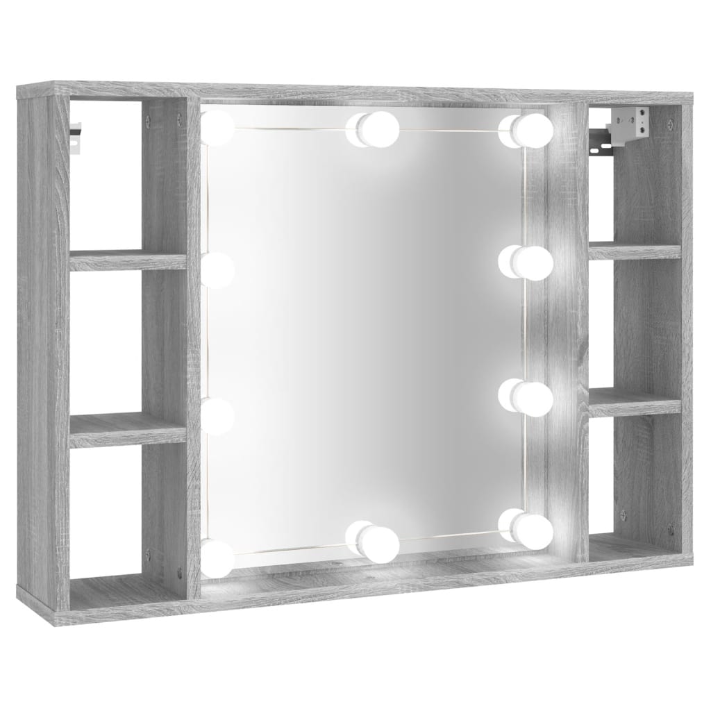 Spiegelschrank mit LED Grau Sonoma 76x15x55 cm