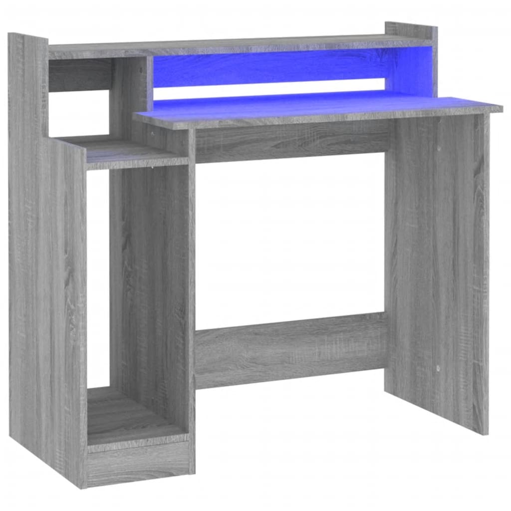 Desk with LEDs Gray Sonoma 97x45x90 cm made of wood