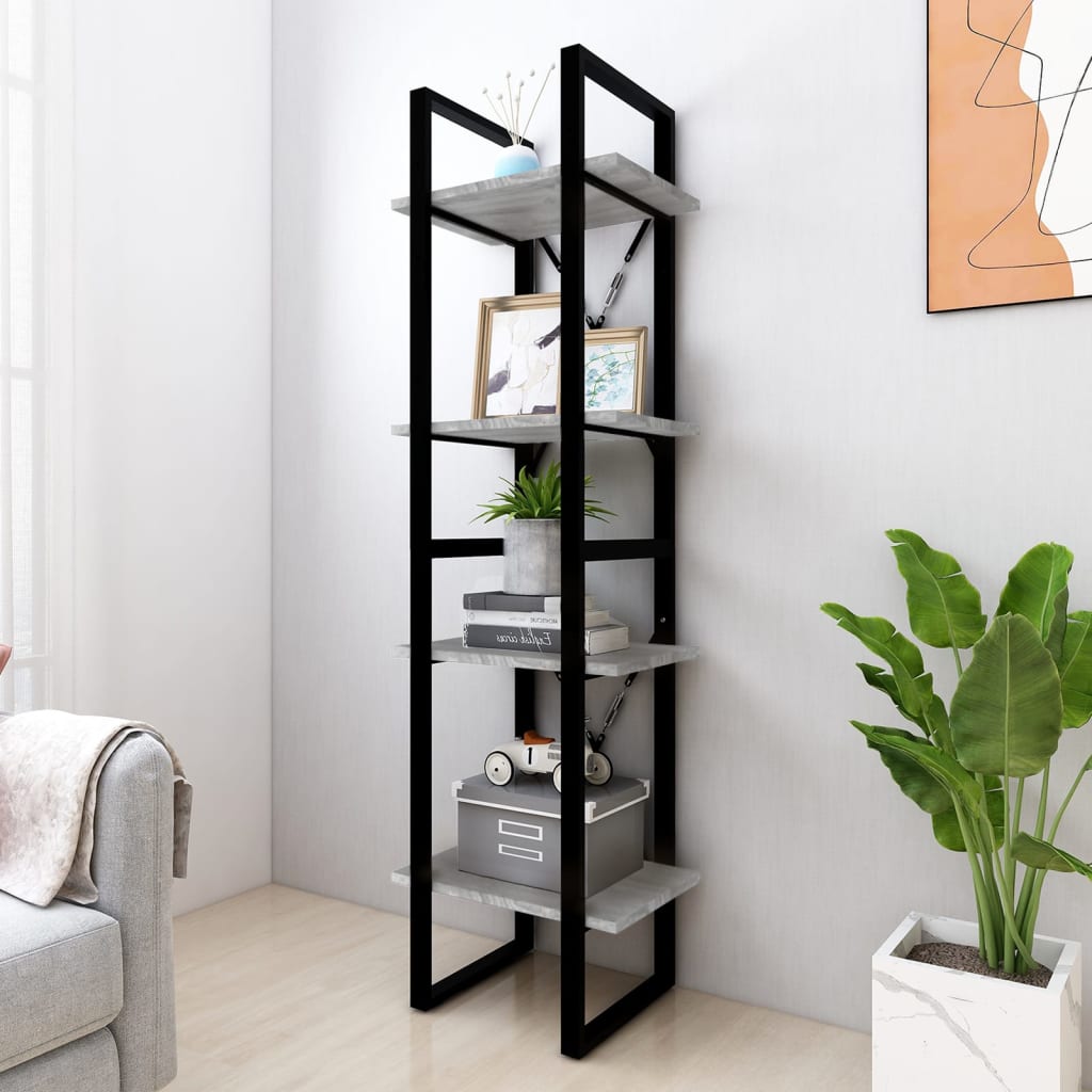 Bookcase 4 compartments gray Sonoma 40x30x140 cm made of wood