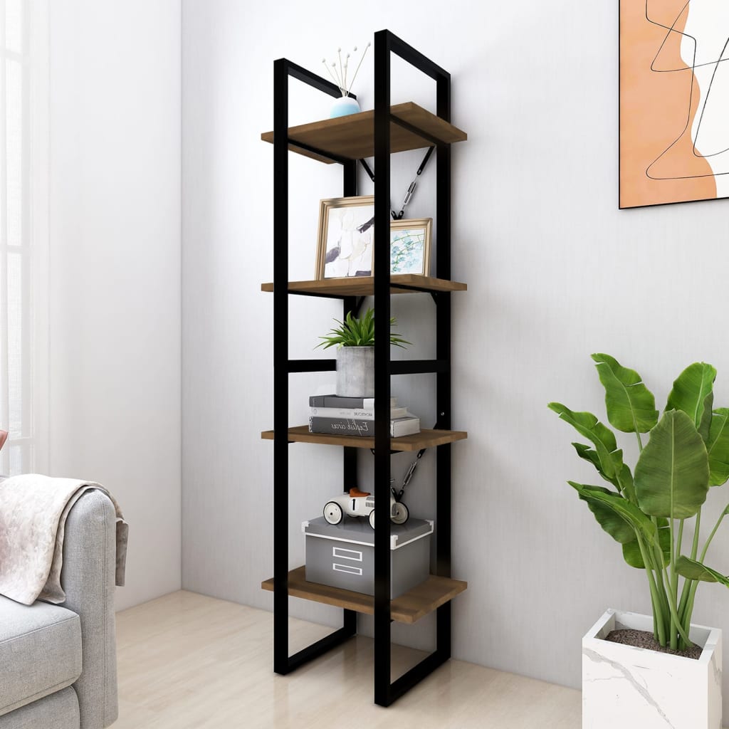Bookcase 4 compartments brown oak 40x30x140 cm wood material