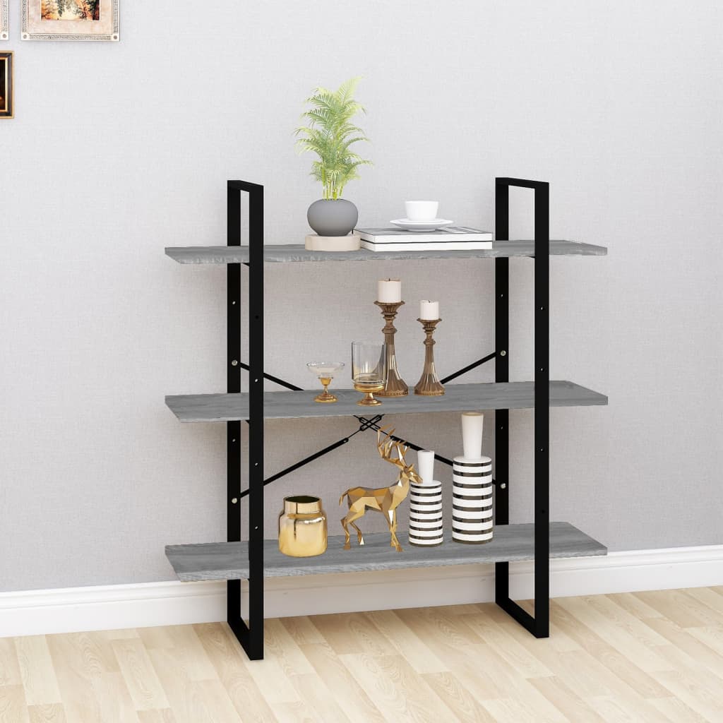 Bookcase Gray Sonoma 100x30x105 cm Wood-based material