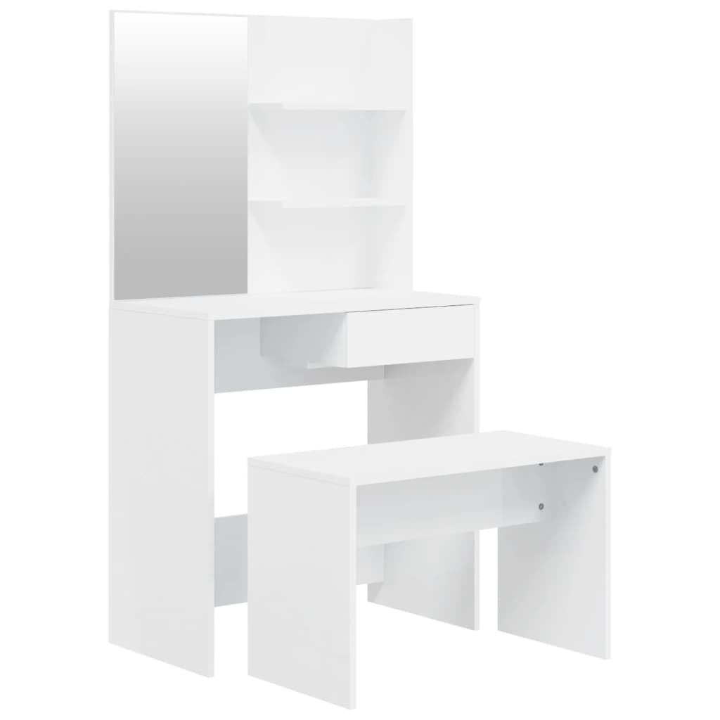 Schminktisch-Set Hochglanz-Weiß 74,5x40x141 cm