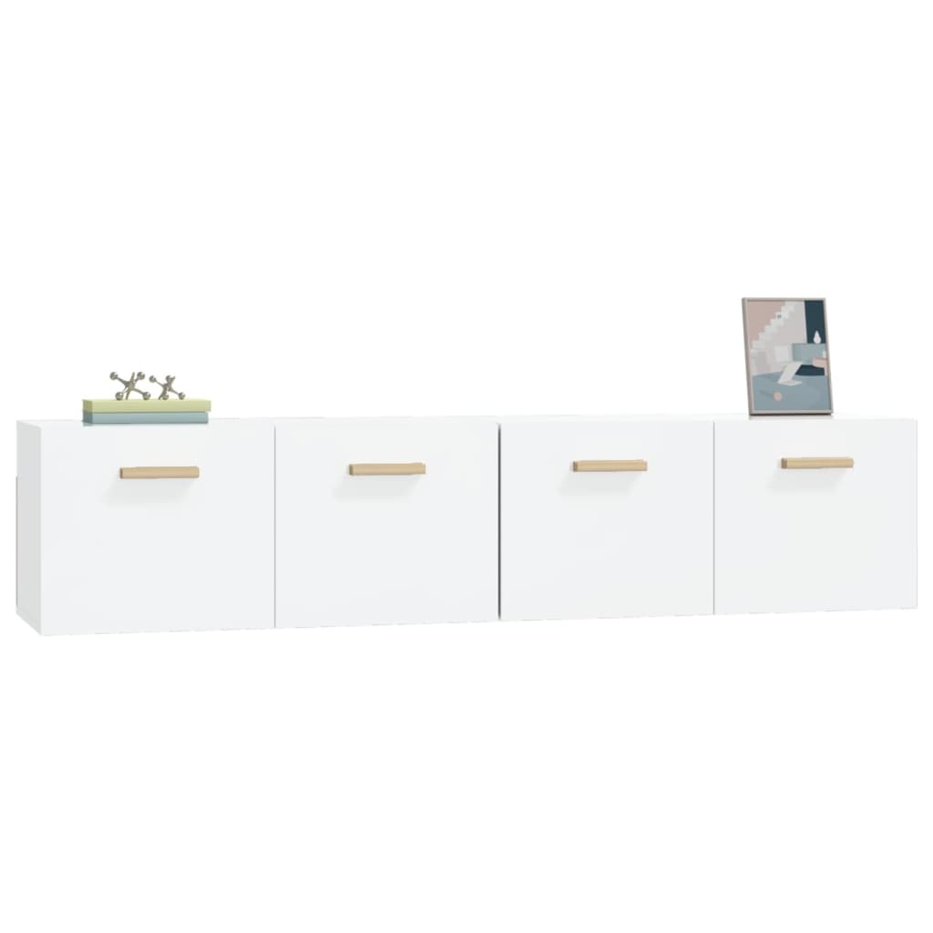 Wall cabinets 2 pieces. High-gloss white 80x35x36.5 cm made of wood material