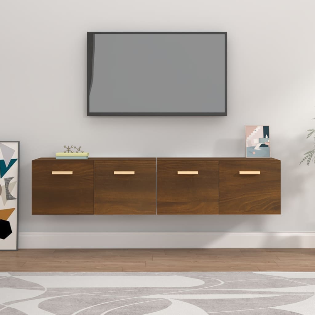 Wall cabinets 2 pieces brown oak look 80x35x36.5cm wood material