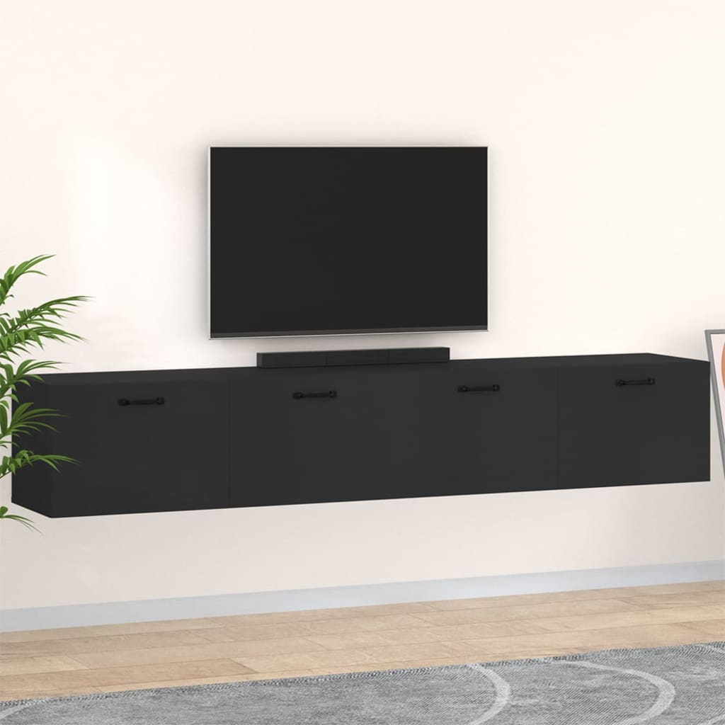 Wall cabinets 2 pieces black 100x36.5x35 cm wood material