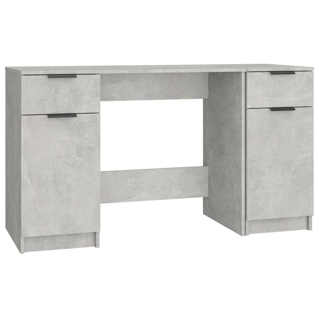 Desk with side cabinet made of concrete gray wood material