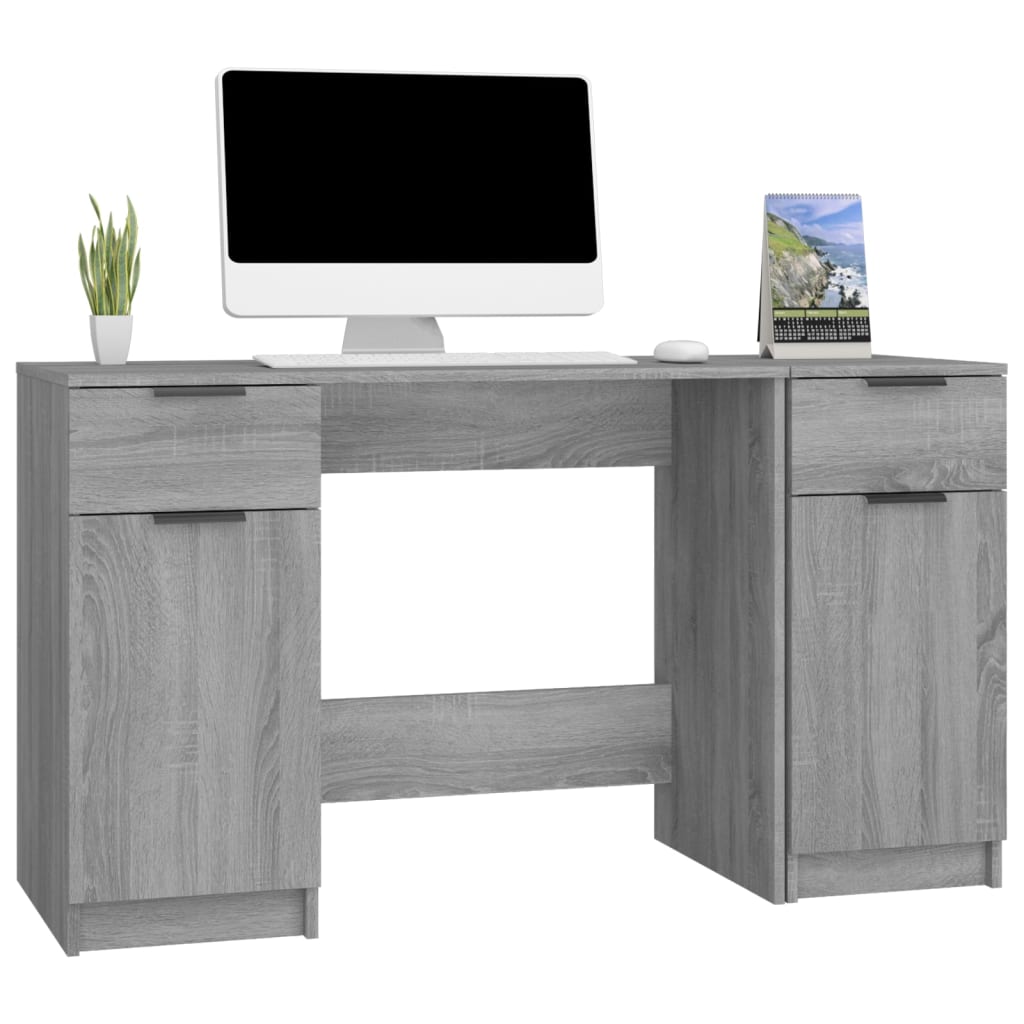 Schreibtisch mit Beistellschrank Grau Sonoma Holzwerkstoff