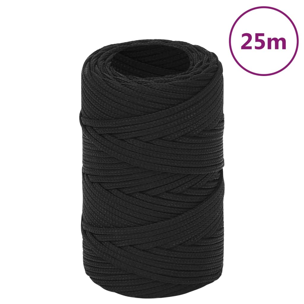 Boat rope black 2 mm 25 m polypropylene