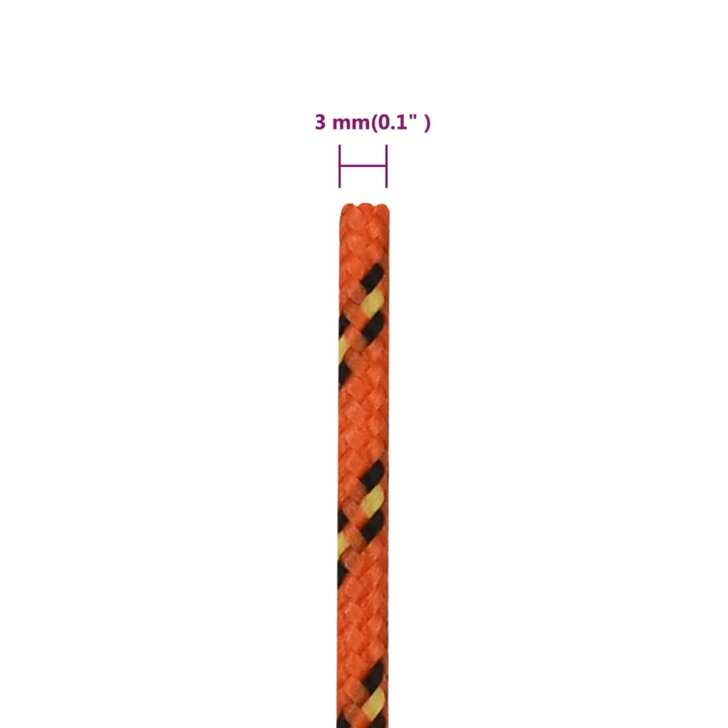 Boat rope orange 3 mm 100 m polypropylene