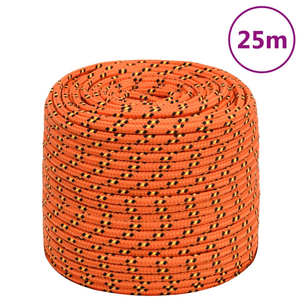 Boat rope orange 8 mm 25 m polypropylene