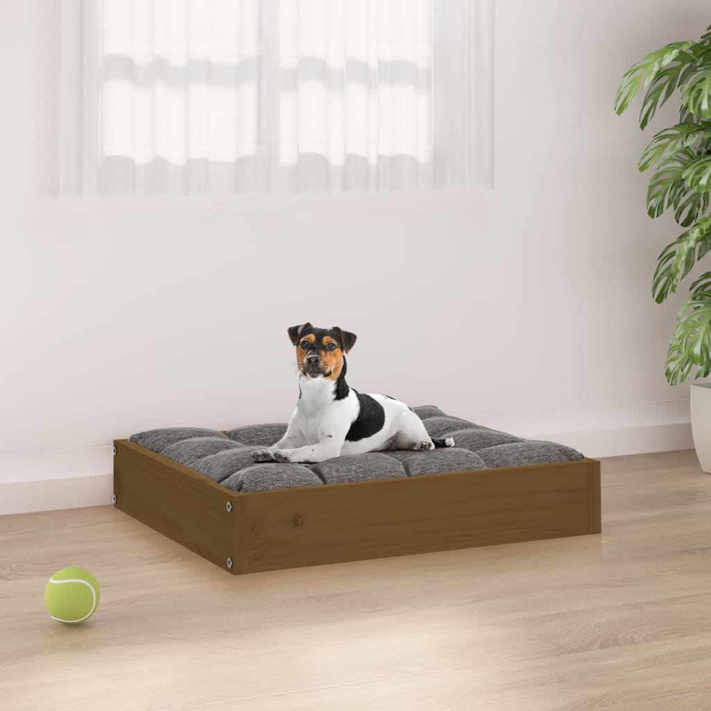 Dog bed honey brown 51.5x44x9 cm solid pine wood