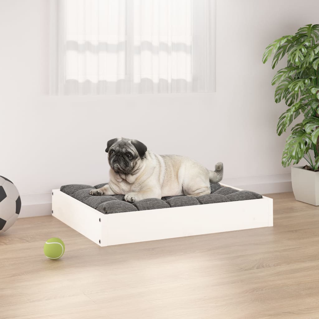 Dog bed white 61.5x49x9 cm solid pine wood