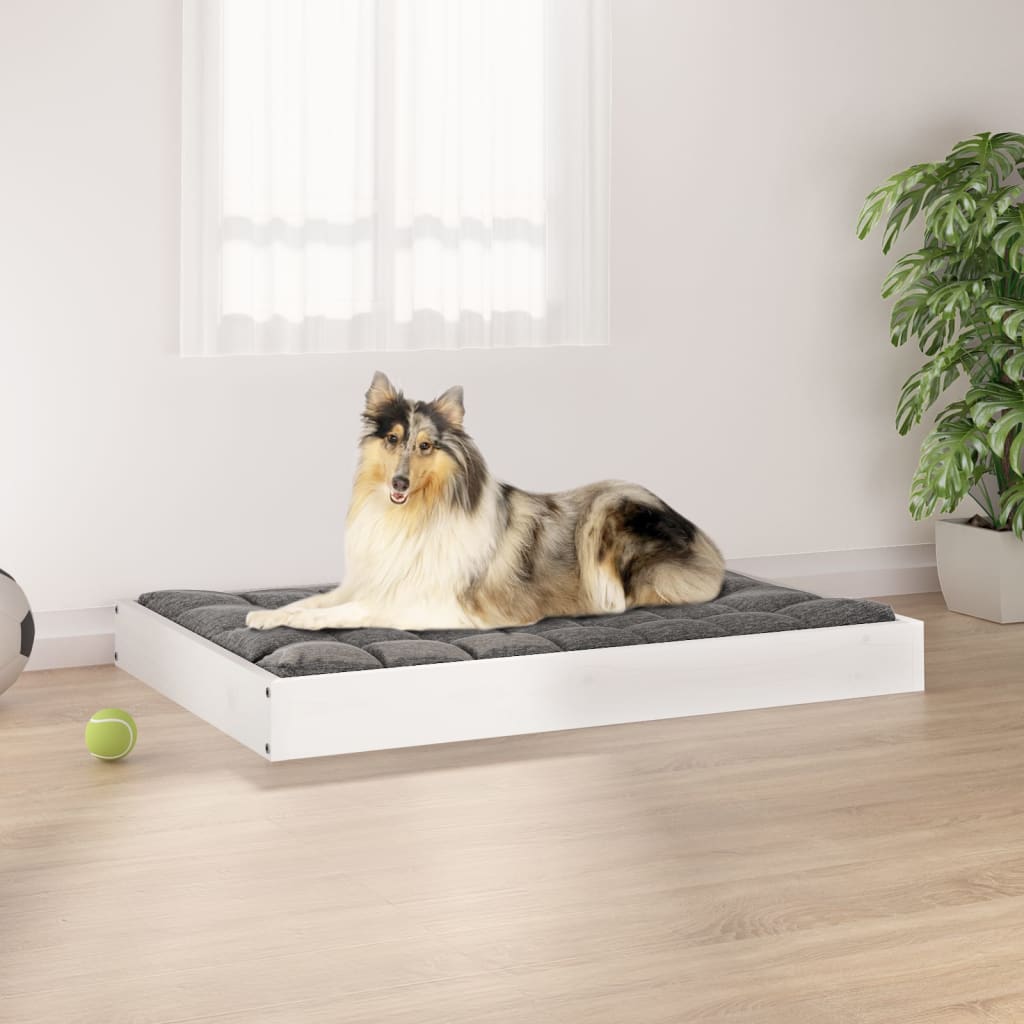 Dog bed white 91.5x64x9 cm solid pine wood