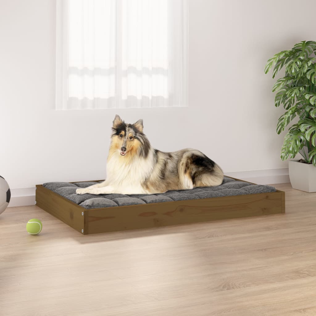 Dog bed honey brown 91.5x64x9 cm solid pine wood