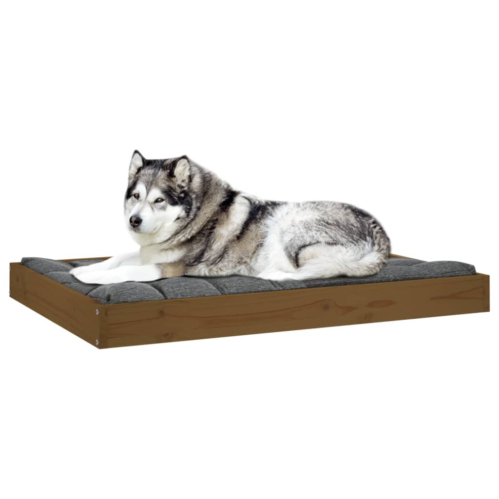 Hundebett Honigbraun 101,5x74x9 cm Massivholz Kiefer