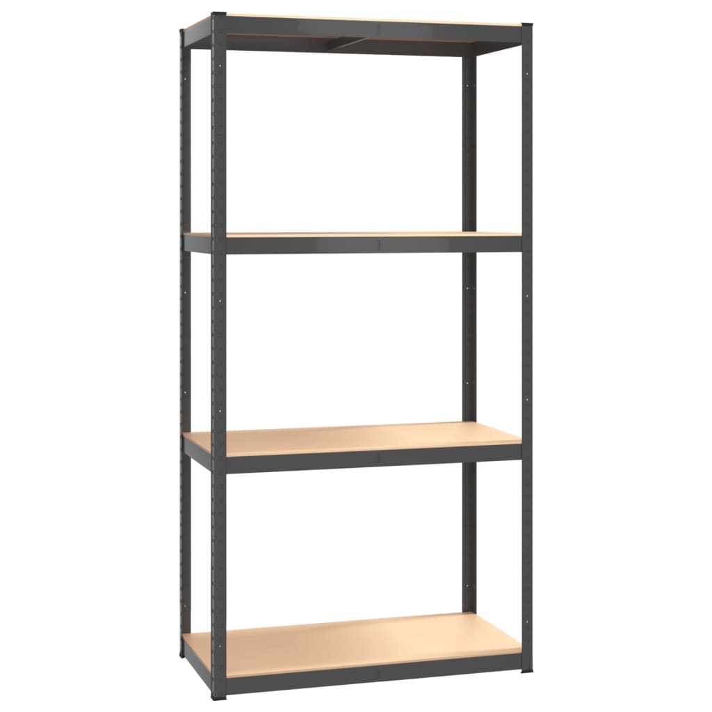 Storage rack with 4 shelves anthracite steel &amp; wood material