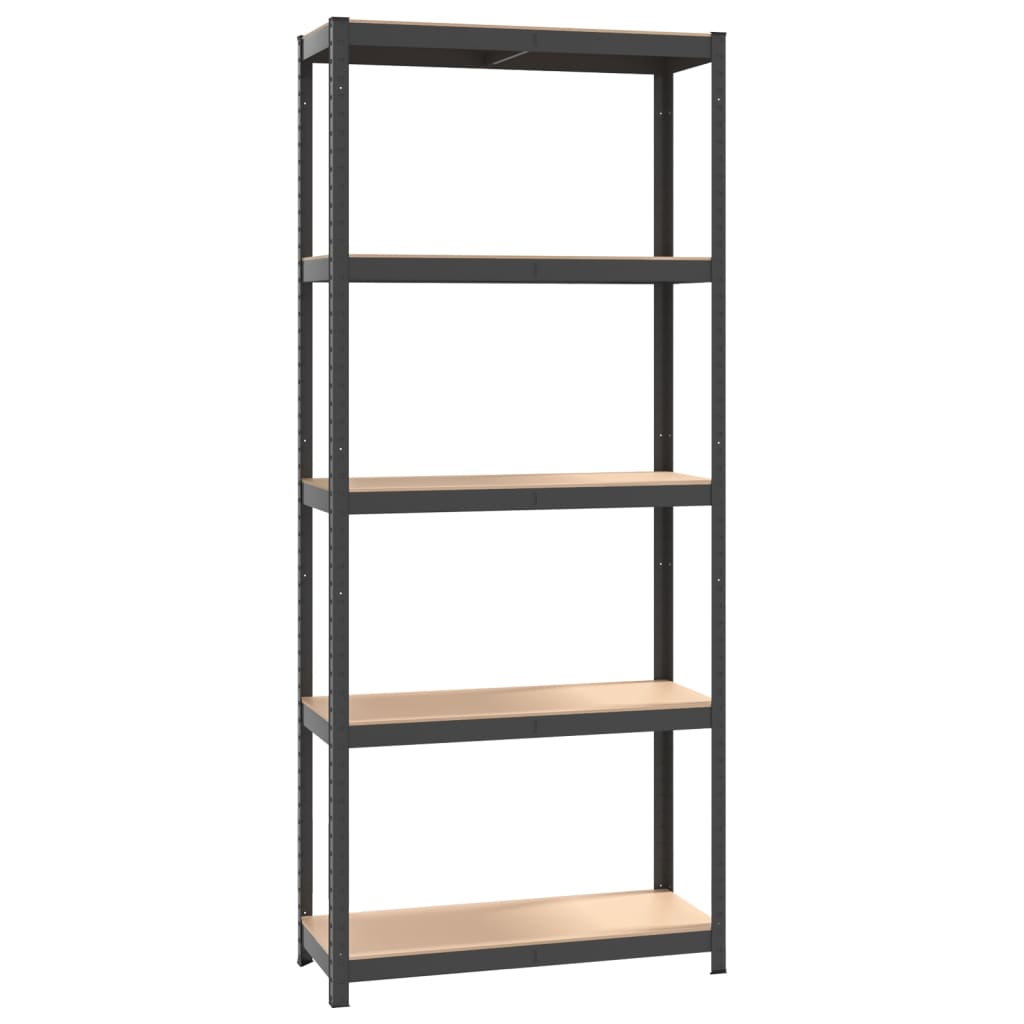 Storage rack with 5 shelves anthracite steel &amp; wood material
