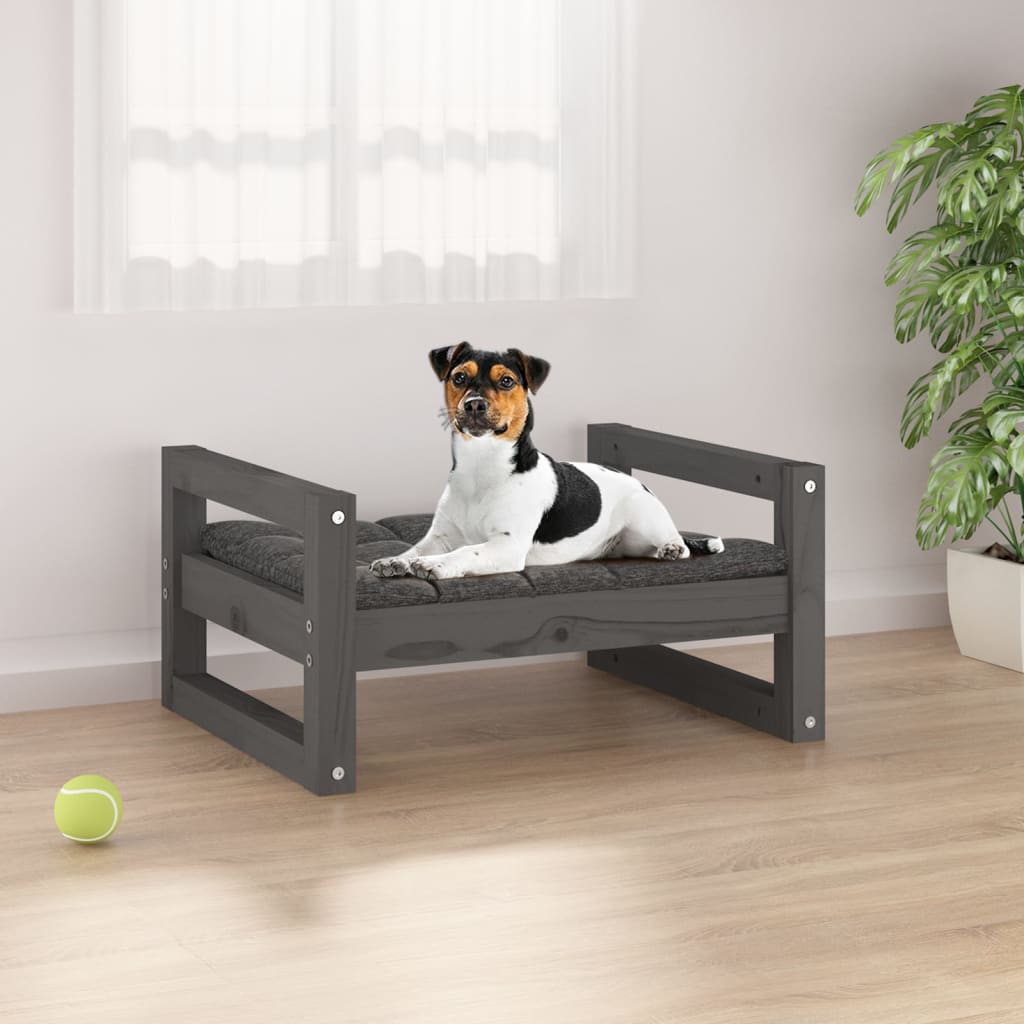 Dog bed gray 55.5x45.5x28 cm solid pine wood