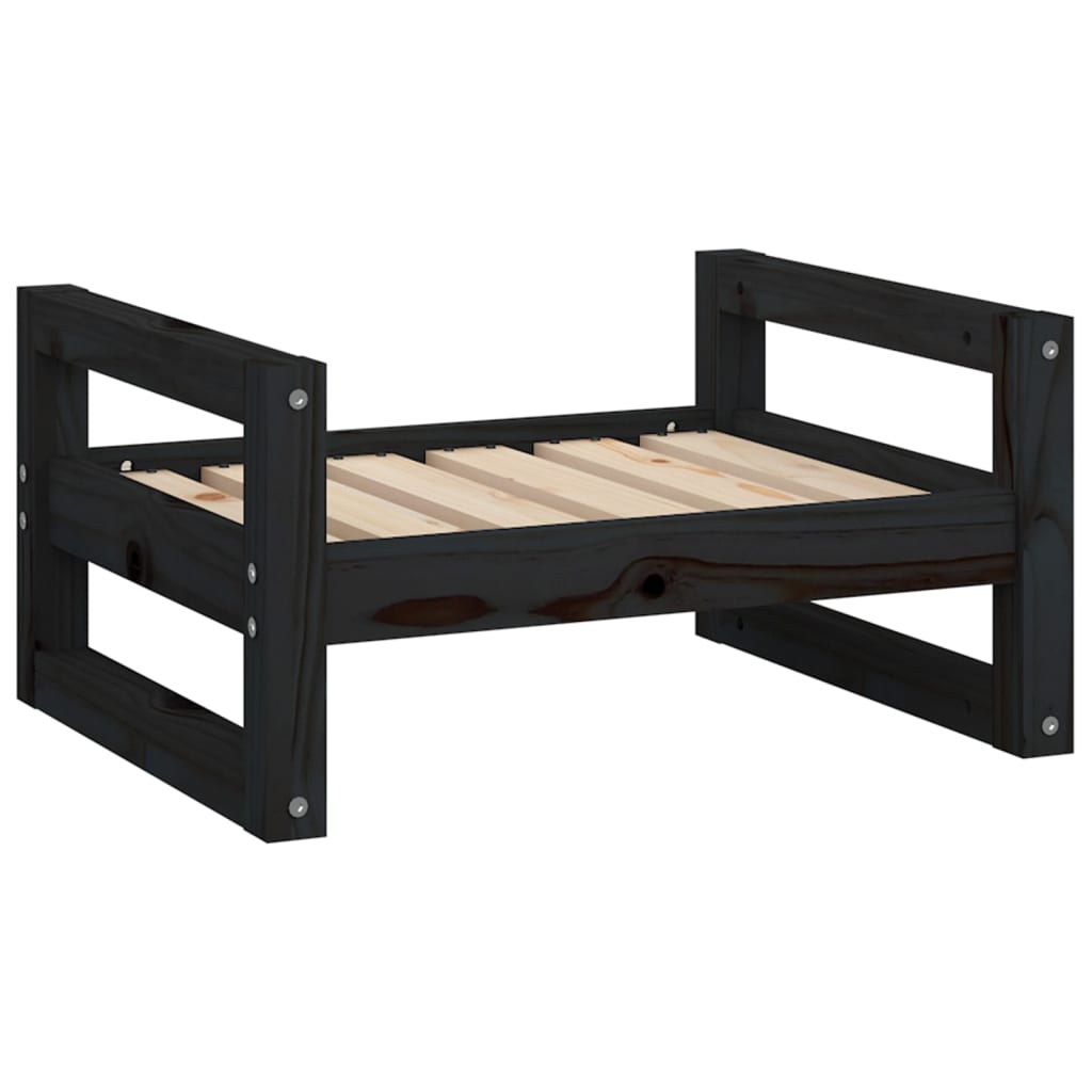 Dog bed black 55.5x45.5x28 cm solid pine wood