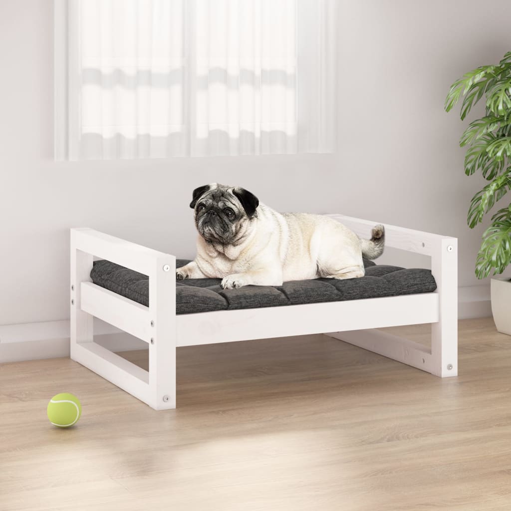 Dog bed white 65.5x50.5x28 cm solid pine wood