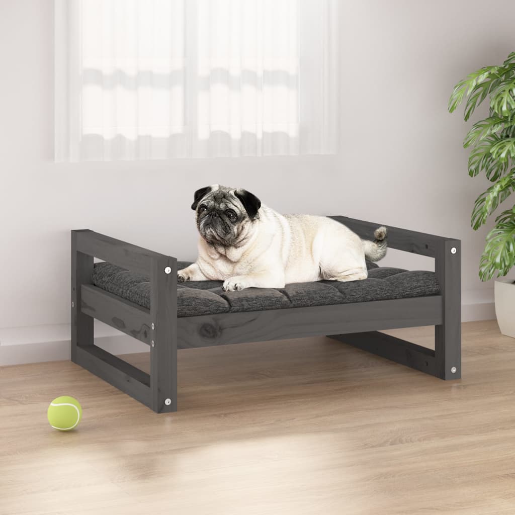 Dog bed gray 65.5x50.5x28 cm solid pine wood