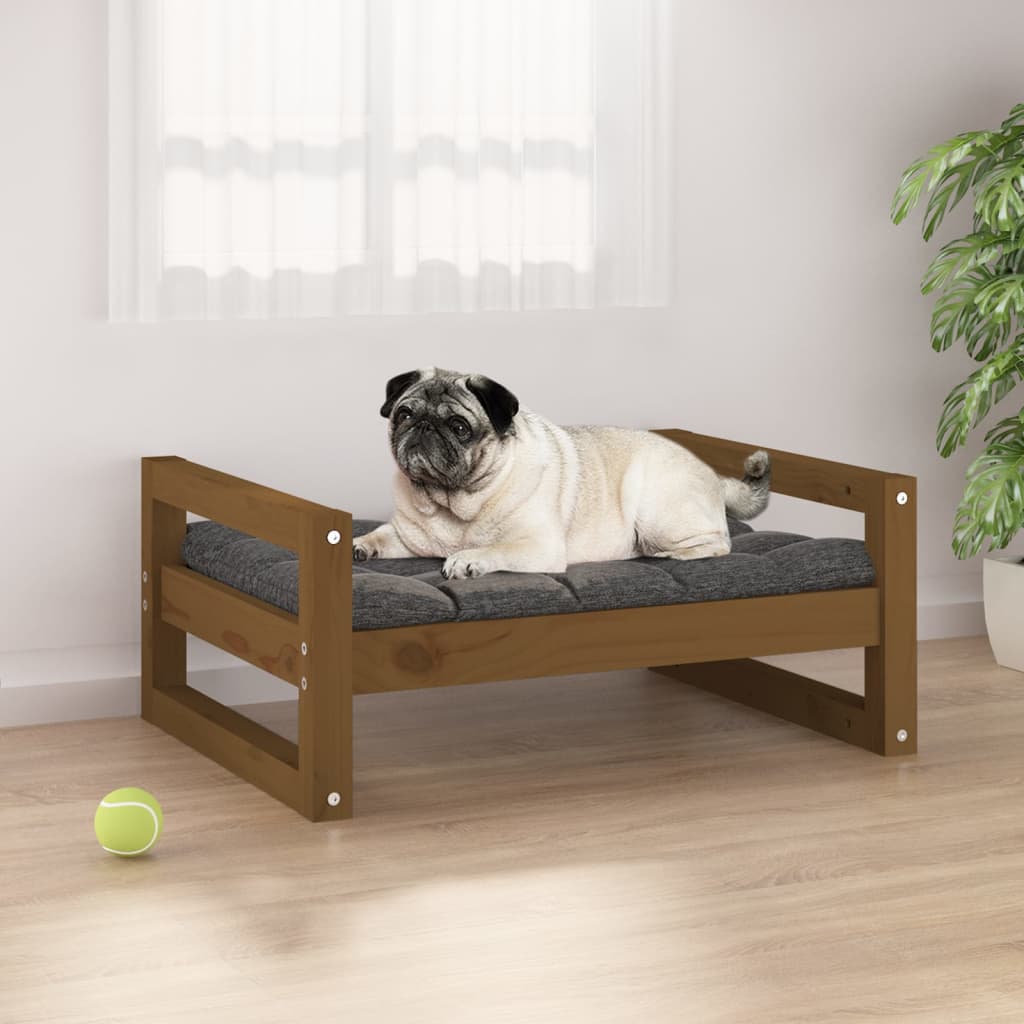 Dog bed honey brown 65.5x50.5x28 cm solid pine wood