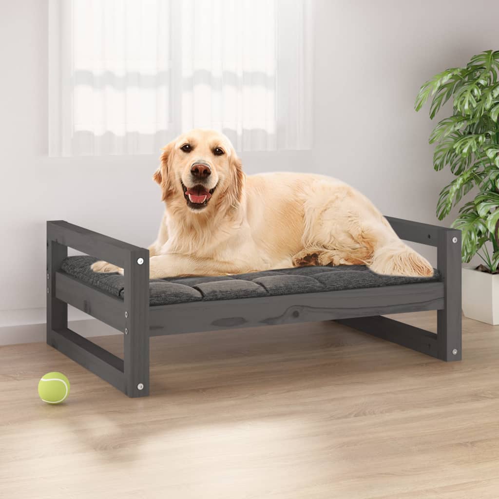 Dog bed gray 75.5x55.5x28 cm solid pine wood