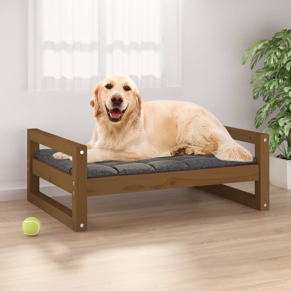 Dog bed honey brown 75.5x55.5x28 cm solid pine wood