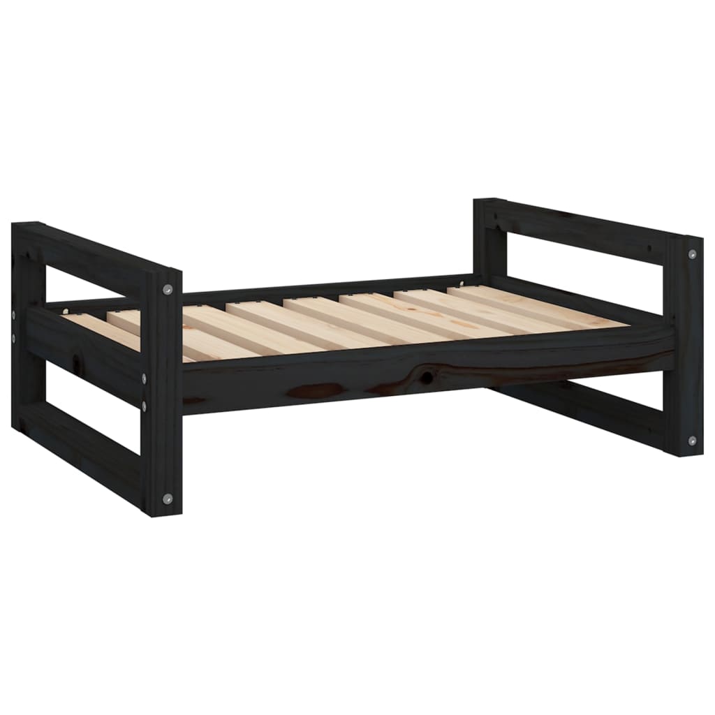 Dog bed black 75.5x55.5x28 cm solid pine wood