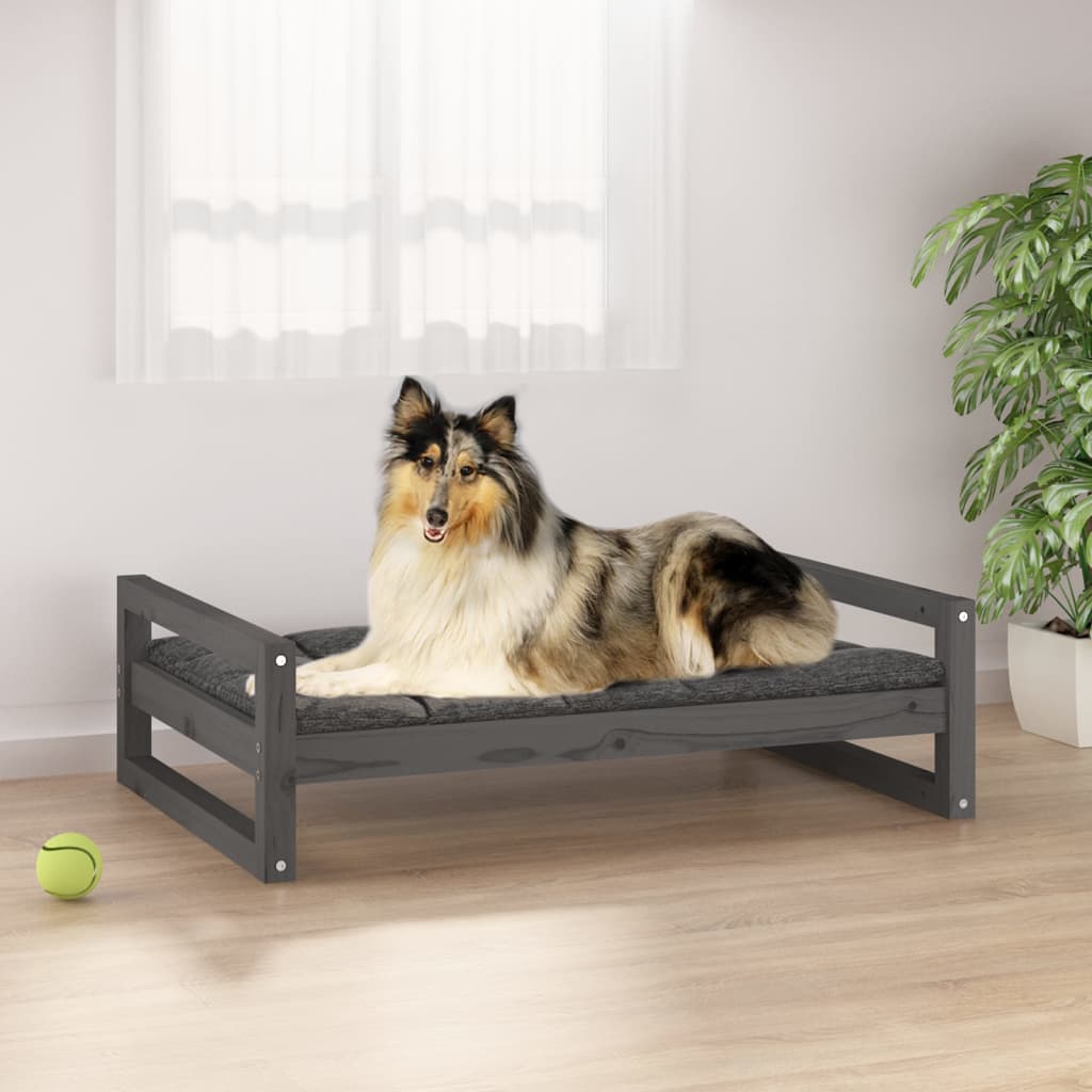 Dog bed gray 95.5x65.5x28 cm solid pine wood