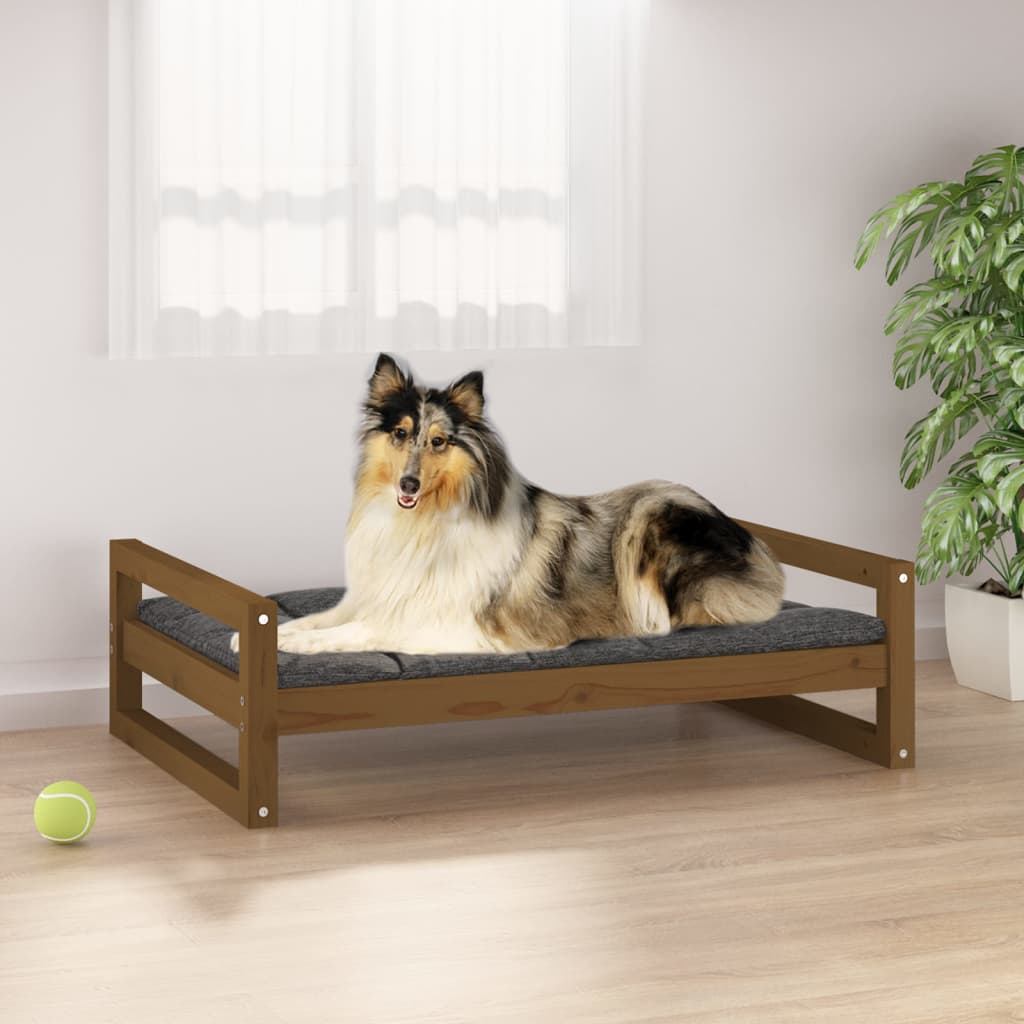 Dog bed honey brown 95.5x65.5x28 cm solid pine wood